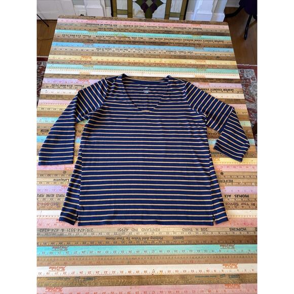 J Jill M Stripe Forward Seam Long Sleeve T-shirt Peasant Ruffle Lot of 2 Tops - Picture 10 of 14